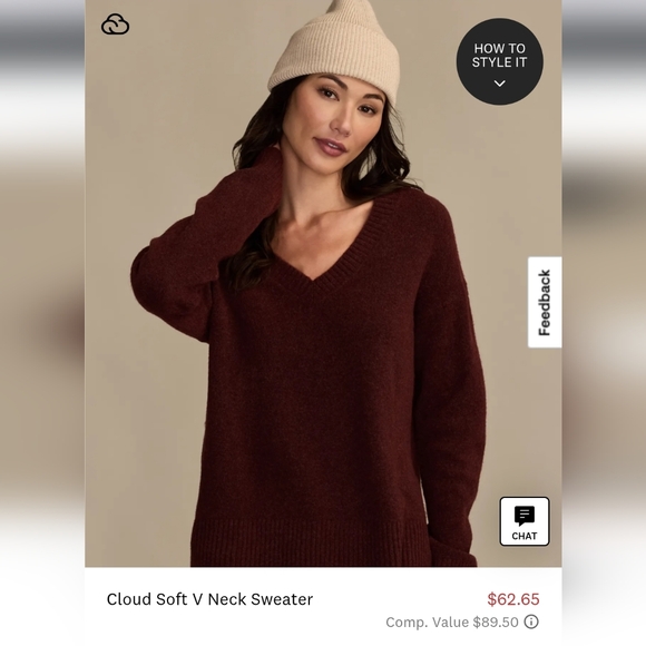 Lucky Brand Sweaters - Lucky Brand Cloud Soft Jersey Knit Heathered Wine Oversized V-neck Tunic Sweater